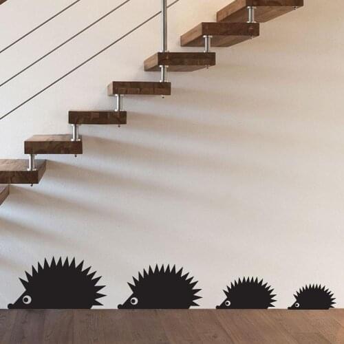 Black Cartoon Hedgehog Wall Sticker for Children Room Living Room Windows Home Decor Wall Art Decals Glass Sticker Decoration