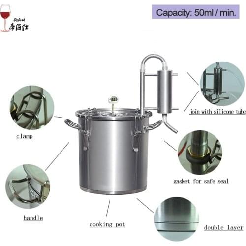Alcohol Distiller,Home Brew Still Wine Making Boiler,Double Tower Copper Moonshine Still for Distilling, Water Distiller 304 Sta