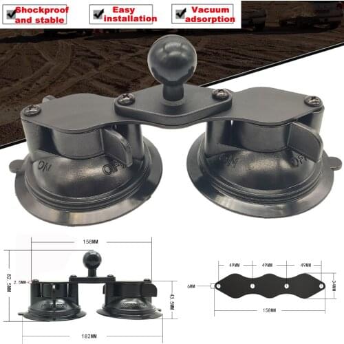 JINSERTA Car Window Double Twist Lock Suction Cup Base with Aluminum Diamond Base w/ 1'' Rubber Ball for Gopro Camera Ram Mounts