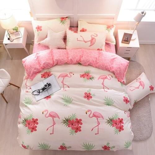 Bedding Set luxury Pink love 3/4pcs Family Set Sheet Duvet Cover Pillowcase Boy Room flat sheet, No filler 2019 bed set