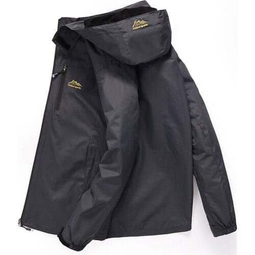 Mens Casual Jacket Nice Autumn Tourism Waterproof Windbreaker Bomber Jacket Man climbing/Hunting Windproof Hooded Male Coat