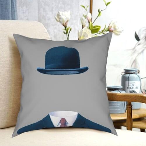 Man In A Bowler Hat By Rene Magritte Pillowcase Printing Polyester Cushion Cover Gift Pillow Case Cover Bedroom Square 18