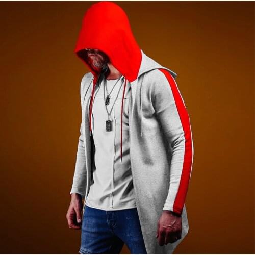 2021 Autumn Mens Contrast Color Double Hat Zip Up Hoodies Fashion Male Slim Hooded Sweatshirt Oodie Cardigan Polerones De Hombre