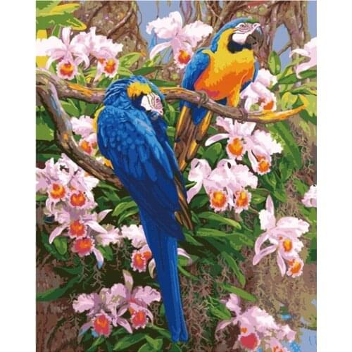 DIY Diamond painting Two parrots Cross stitch Kit Diamond embroidery flower 5D Diamond mosaic Needlework Pattern Home Decor