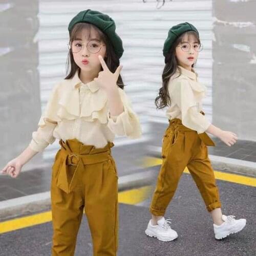 New 2020 Shirt + Pants Baby Child Girl Suit 2 Pieces Fashion Girls Clothing Sets 10 12 Years Childrens Clothes 7 8 10 Baby Girl