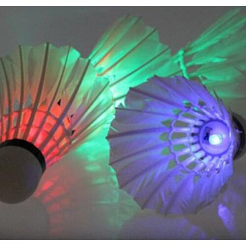 New 4Pcs/Pack LED Badminton Dark Night Glow Birdies Lighting Badminton Ball in Night Outdoor Sport Flash Shuttlecock Colorful