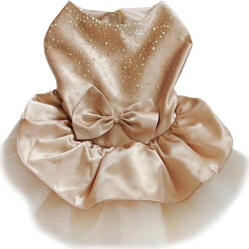 Pet Dog Puppy Bow Gauze Dress Skirt Cat Sequin Princess Clothes Apparel