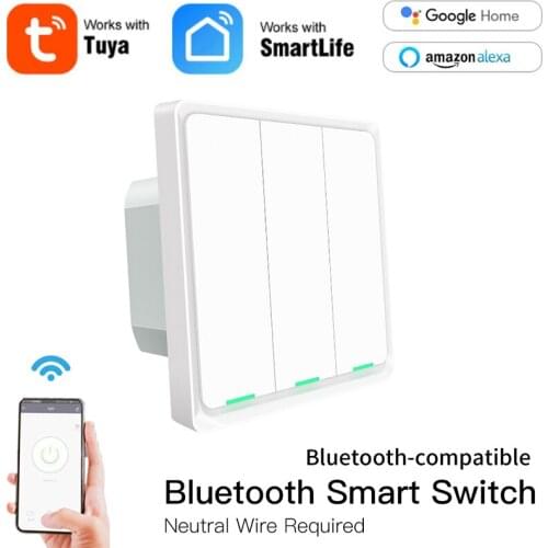 Tuya 1/2/3Gang Smart Light Switch Neutral Wire Required Bluetooth-compatible Smart Life App Control Works With Alexa Google Home