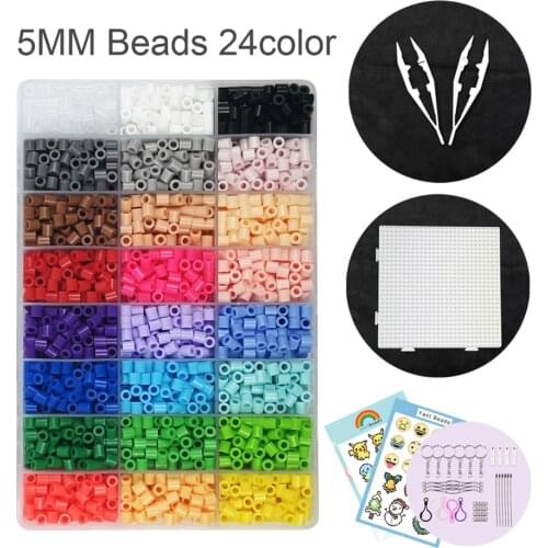 Yantjouet 5mm 24colors/set 4800pcs with Accessory Pegboard DIY Kit for Kid Hama Beads Iron Beads Puzzles High Quality