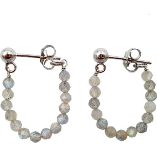 Lily Jewelry Real Stone Hight Light Labradorite 925 Sterling Silver Handwork Stud Earrings Nice Gift for Woemen Drop Shipping