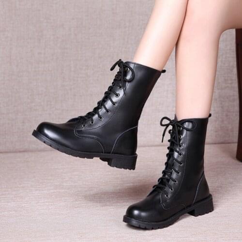 New 2019Hot winter Lace-Up Fashion ankle boots for women botas femininas black Fashion Ankle boots Plus Size woman shoes EU35-42