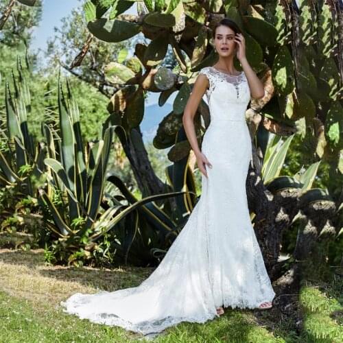 2021 New Sale African Mermaid Wedding Dresses Appliques Tulle Sweep Train Garden Beach Bridal Gowns Robes De Mariage