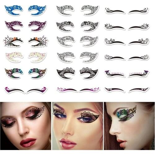 20 Pairs Temporary Eye Tattoo Stickers Waterproof Disposable Eyeshadow Eyeliner Eyes Make Up Sticker For Halloween Party @ME88