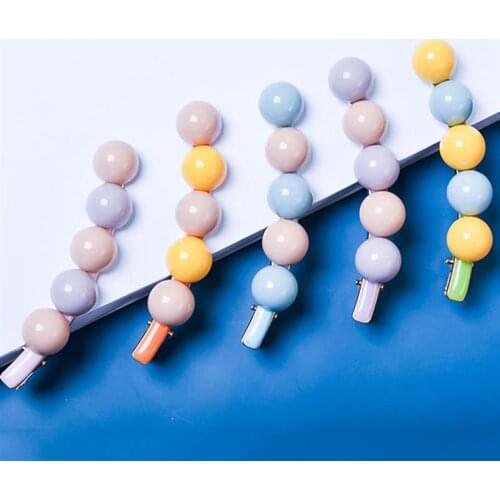 5PCS Girls Colorful Hair Clip Set Creative Beaded Flower Hair barrette Alligator Hair Clip Headwear Styling Accessories Jewelry