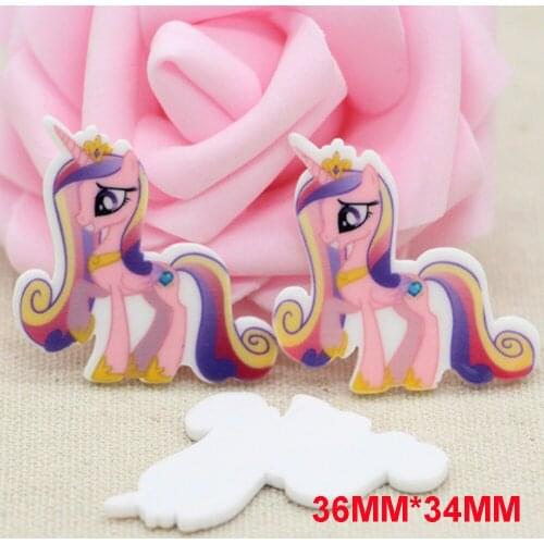 50pcs 36*34MM Cartoon Unicorn Little Cute Horse Resin Flatback Planar Resin Craft for DIY Home Decoration Accessories DL564