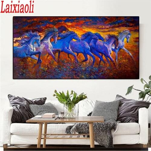 Wild Animal Diamond Painting 5d Colorful Running Horse Cross Stitch Rhinestones Diamond Embroidery Handicrafts large home decor