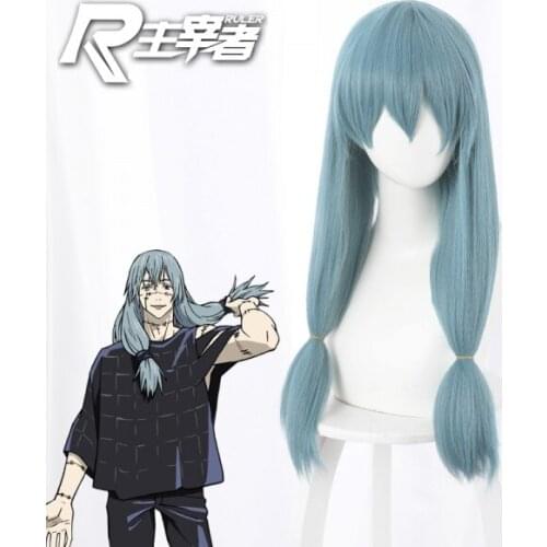Anime Jujutsu Kaisen Mahito Cosplay Jujutsu Kaisen Nobara Kugisaki Blue Double Braid Synthetic Hair Halloween Party Wigs