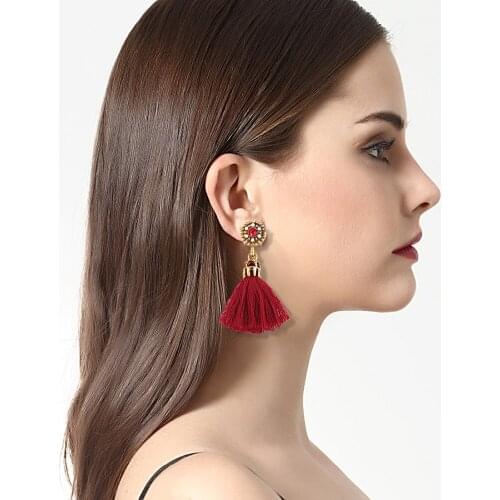 Bohemian Vintage Handmade Women Wedding Statement Earrings Fringed Earrings Tassel Earrings Beautiful Rhinestone Brinco