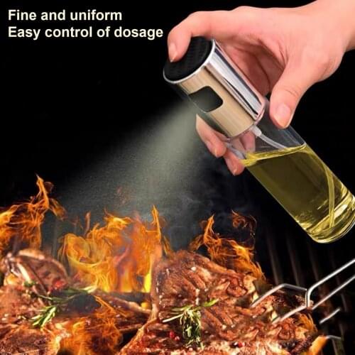Stainless Steel Olive Oil Sprayer Bottle Pump Oil Pot Leak-proof Grill BBQ Cookware Tools Press Spray Glass Kitchen Oil Bottle