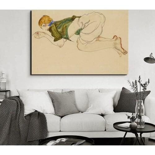 Home Decor Wall Art Egon Schiele Canvas Woman Painting Print Minimalist Posters Retro Modular Picture Cuadros For Bedroom Frame