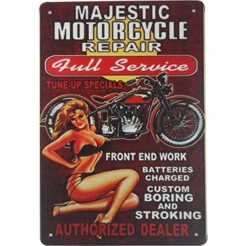 EICOCO Majestic Motorcycle pin-up Sexy Girl (20x30cm) Retro Metal Tin Vintage Wall Art Sign