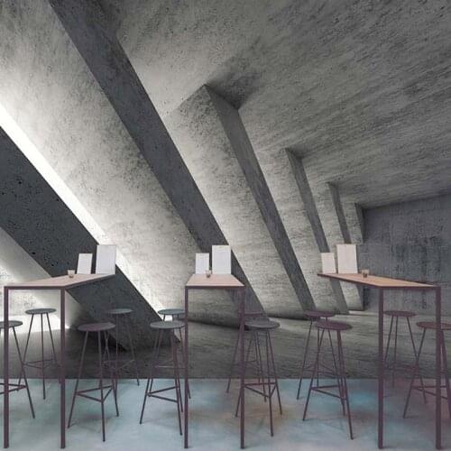 Custom Any Size Murals Wallpaper Retro 3D Space Cement Grey Photo Wall Cloth Restaurant Cafe Background Wall Papel De Parede 3 D