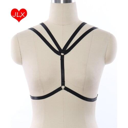 JLX.HARNESS Black Elastic BDSM bondage tops body harness fetish cage bra Burlesque Cosplay dance party dress new unique design