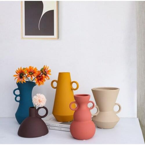 Nordic Morandi Ceramics Vase Living Room Dining Table Flower Arrangement Container Art Vases Crafts Home Decoration Accessories