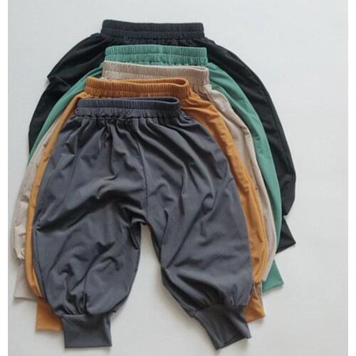 Korean Style Ice Silk Anti Mosquito Trousers Kids Solid Color Casual Pant Summer Baby Boys Girls Pants