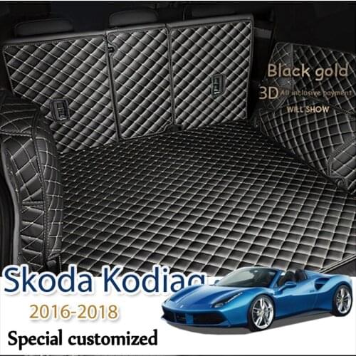 The Trunk Cargo Leather Liner Car Boot Liner Cargo Compartment Floor Carpet Mud For Skoda Kodiaq 2016-2018
