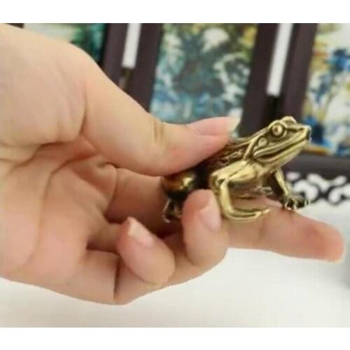 Solid Sand small statue antique Pure brass bronze statue meditation copper FROG ORNAMENT solid brass frog fragrance tea orname