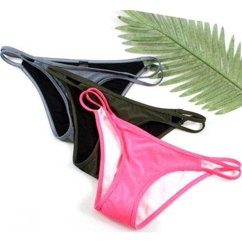 MEIERSES Sexy Women Swimming Bottoms Female Solid Bikini Separates Ladys Newest Swim Briefs Cut Out Low Waist Bathing Thong