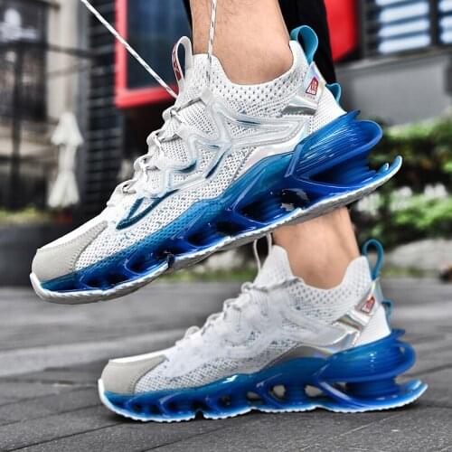 Trendy Blade Running Shoes for Men Breathable Mesh Reflective Sneakers Antiskid Damping Outsole Sport Shoes Training Zapatillas