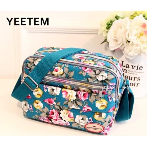 Fashion Floral Multicolor Printed Canvas Ladies Messenger Bag Trend Shoulder Bag Nylon Casual Messenger Bag Elder Gift