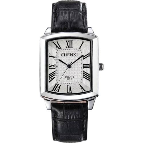 CHENXI Men Women Top Brand Luxury Watch Rectangle Roman Numerals Quartz Watches Male Leather Bracelet Wristwatch Casual Gifts