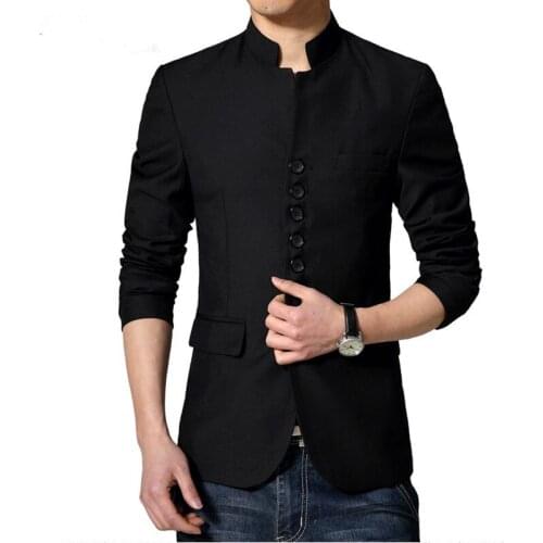 Mens Stand Collar Suits Slim Fit 8 Buttons Fashion Chinese Tang Suits Gentlemen Stylish Casual Suits Set Tangsuit Man FS-104