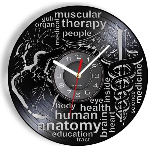 Doctor Nurse Medical Healthy Vinyl Record Wall Clock Human Anatomy Decor Modern Design Hanging Watch Nurse Practitioner Gift