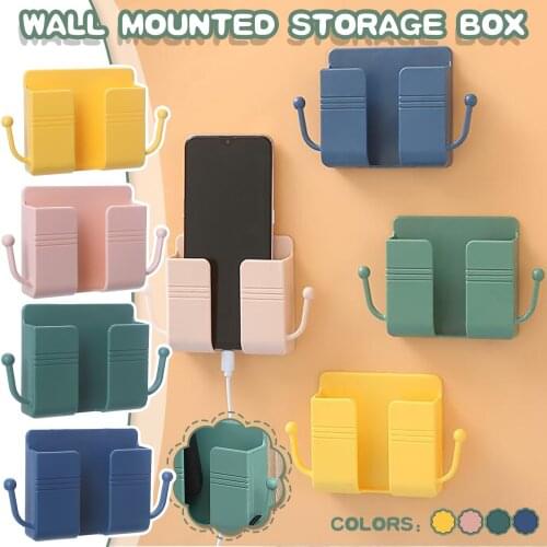 Remote Control Storage Box Wall Mounted Storage Organizer For Air Conditioning Tv Mobile Phone Holder Power Plug Charging Stand