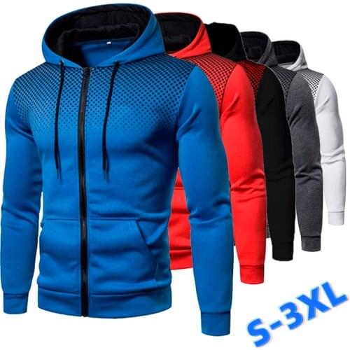 Autumn and winter fashion new mens solid color sports hoodie 3D printing personality hoodie casual zipper hoodie