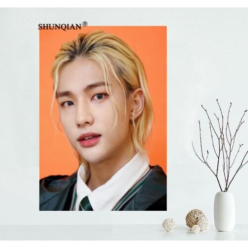KPOP Stray Kids HYUNJIN Poster Home Decoration Fashion Silk Canvas Fabric Wall Custom Poster Print More Size 50x75cm,60x90cm