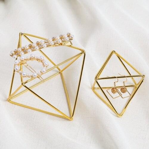 Simple Jewelry Iron Shelf Bedroom Dresser Ornament Cute Golden Metal Earrings Pendant Storage Holder Girl Gift