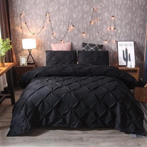 Simple Solid Color Bedding Set Black Duvet Cover Sets White King Queen Size Gold Quilt Gray Comforter Covers 3Pcs 260x230