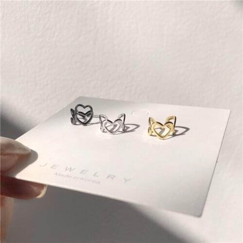 Luxury Simple Love Hollow Earcuff Wedding Hearts Clip Earring Single