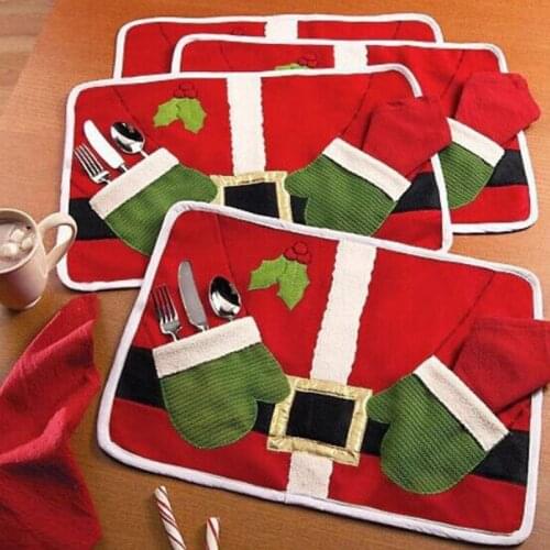 Christmas Table Runner Placemat Cushion Cover Tableware Mat Pad Decor