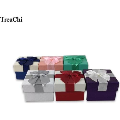 24Pcs/lot Fashion Ribbon Jewelry Kit Box Charm Color Paper Ring Earring Necklace Storage Organizer Gift Box 7*7*5cm Wholesale