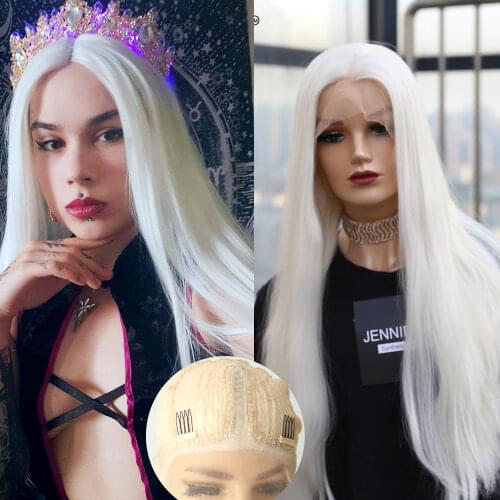 Synthetic Wigs Part Lace Front Wigs Long or short Straight white color Cosplay/Party/Daily Wigs for Women Heat Resistant Fiber