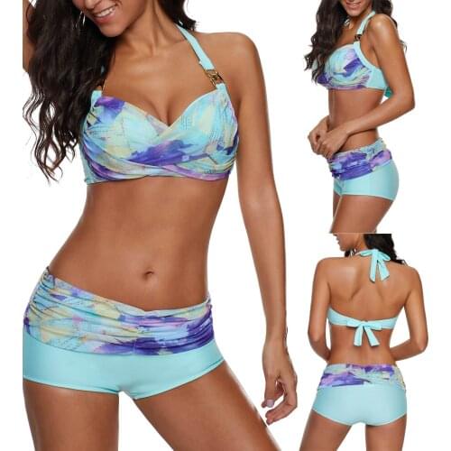 WomenS Swimwear Summer WomenS Bow Tie Tie-Dye Printed Beach Style Sexy High Cut Leg Swimwear Swimsuit And Shorts Swimwear