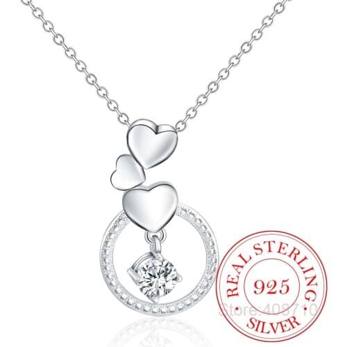 Hotsale 925 Sterling Silver Necklace & Pendant,Wedding Party Jewelry Accessories,Fashion Cricle Heart Silver Necklaces for Women
