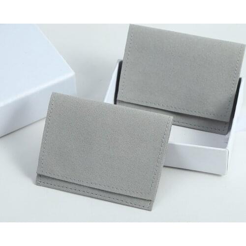 10pcs Grey Microfiber Jewelry Pouches Envelope Bag Earrings Rings Bracelet Bag Pouches Wedding Gift Bag Present Bag Custom Logo