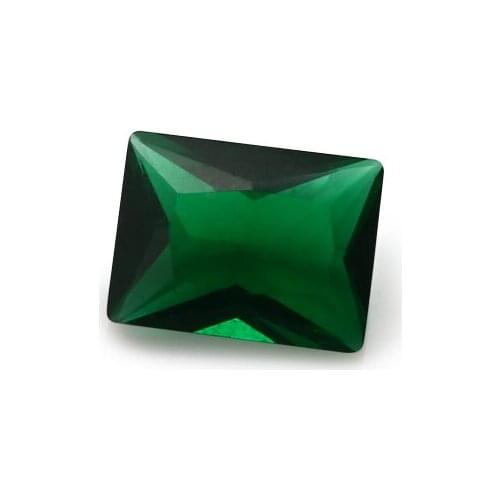 100pcs 2x3~10x12mm Rectangle Shape Loose Stone Green Color Glass Synthetic Gems For Jewelry DIY Stone Princess Cut